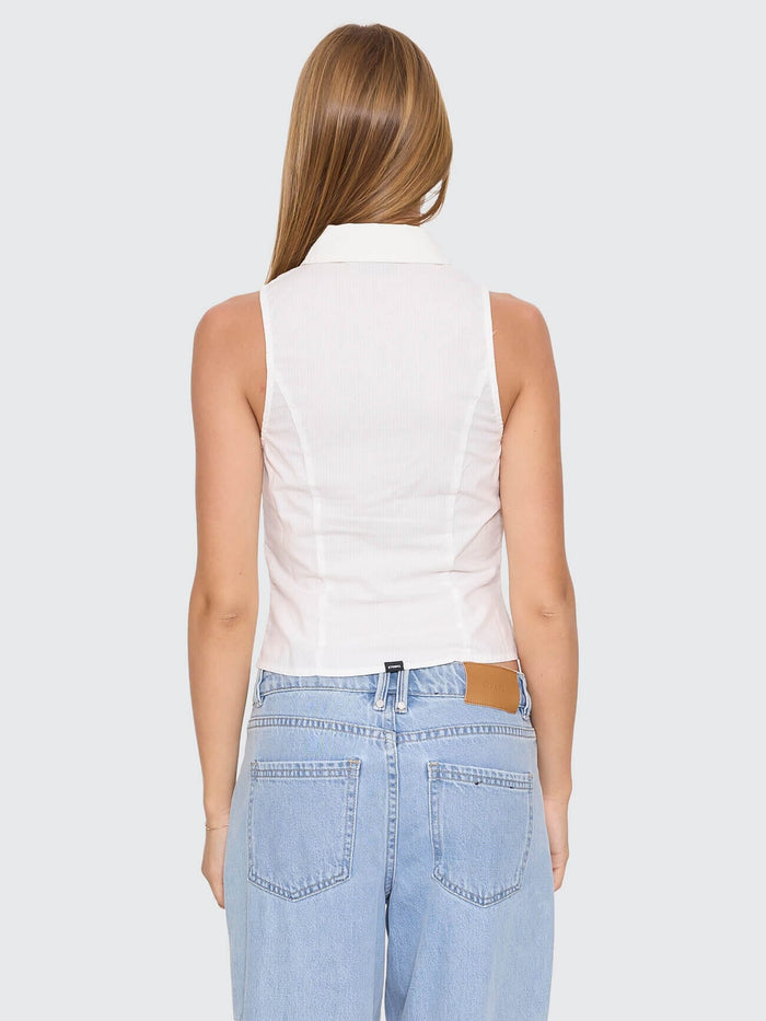 Andy Zip Sleeveless Shirt - White 4