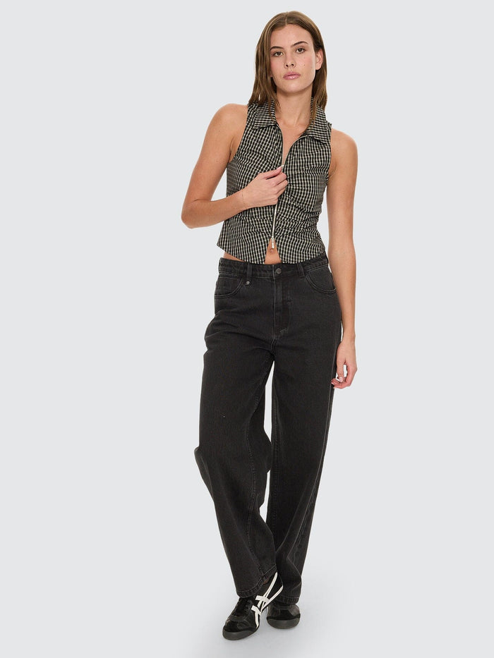 Andy Zip Sleeveless Shirt - Black