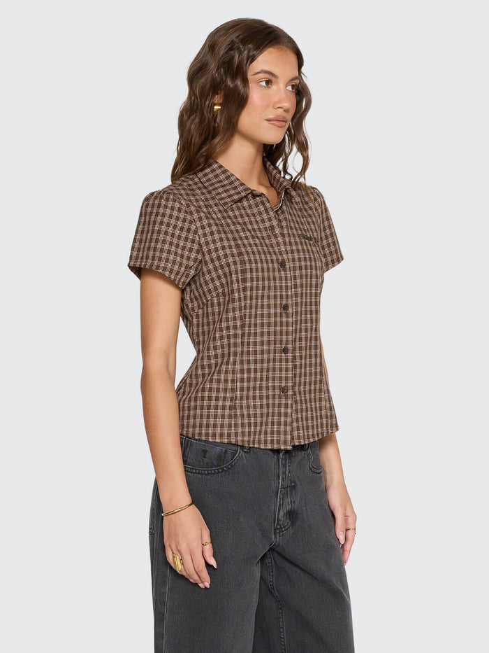 State Of Mind Check Fitted Shirt - Postal Brown 4