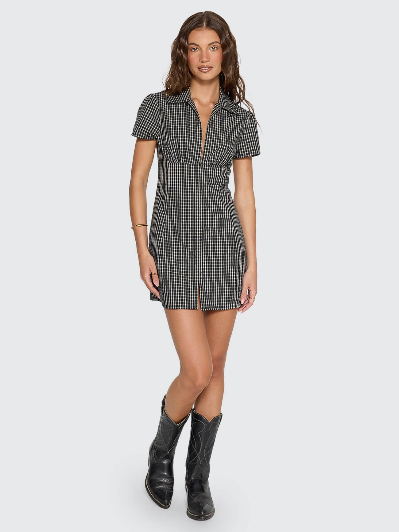 Sienna Check Dress - Black | Thrills Co.