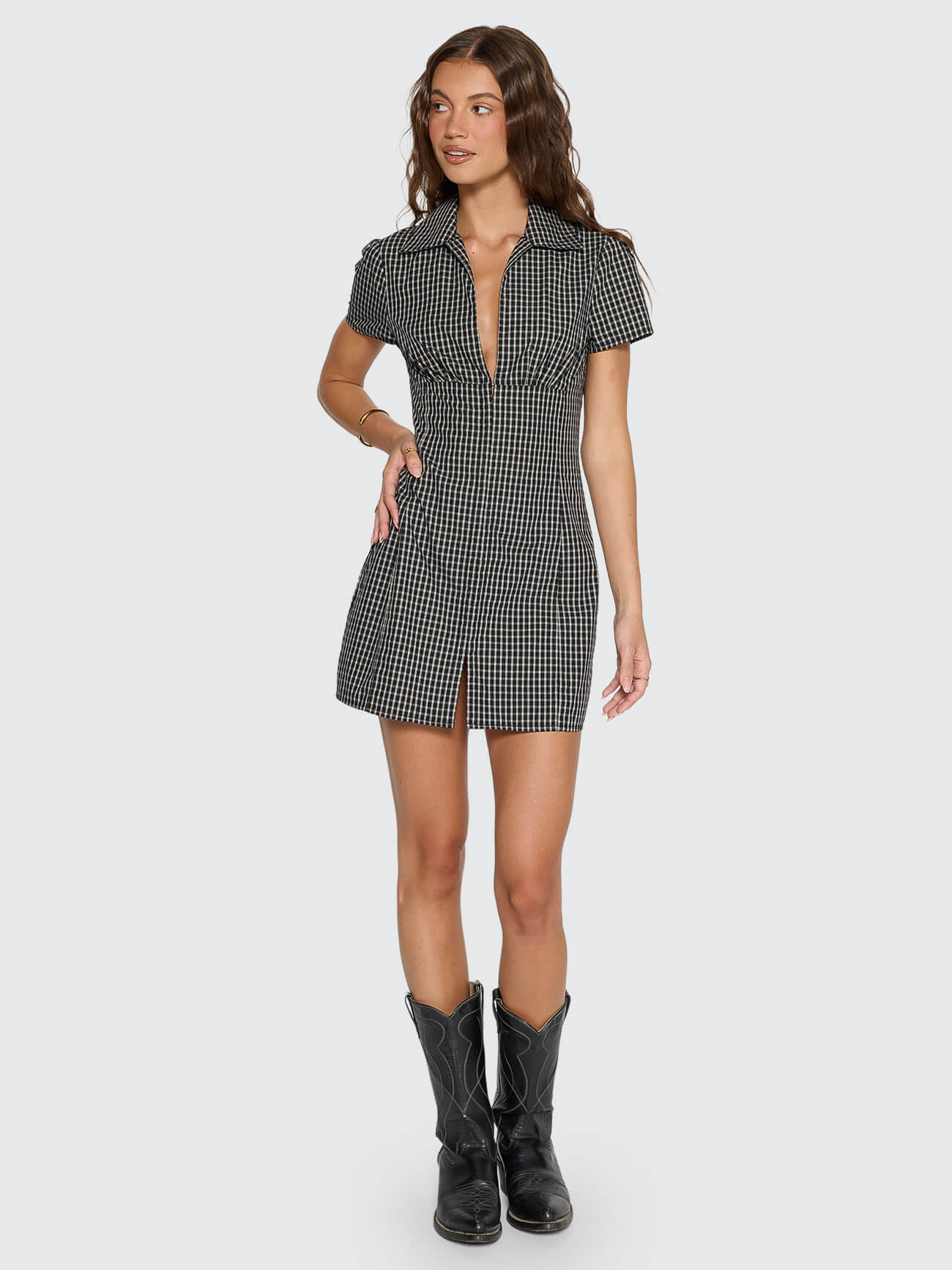 Sienna Check Dress - Black 4