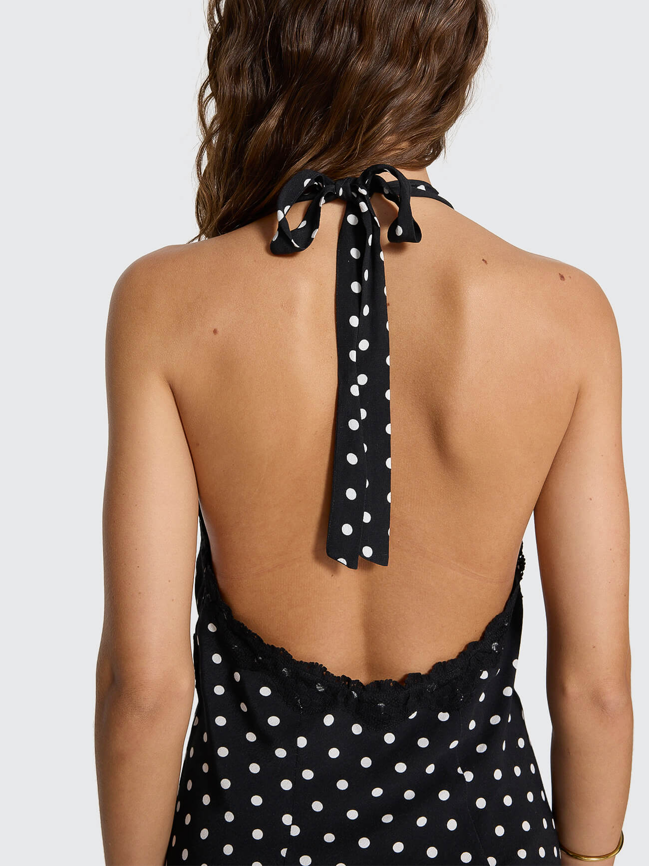 Dakota Lace Mini Dress - Black Polka Dot 4