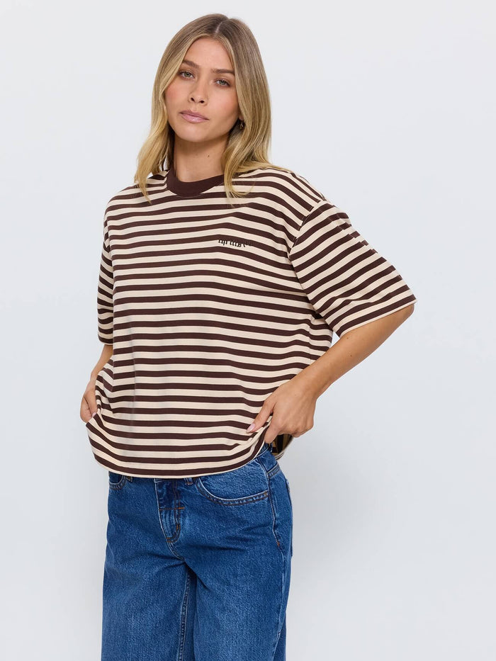 Echoes Stripe Square Tee - Butter Cream Stripe 4