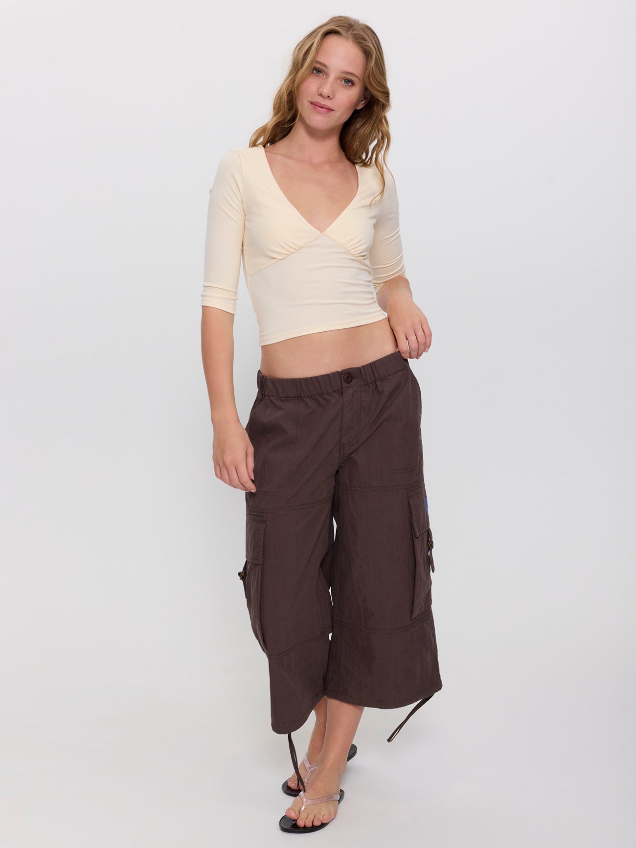 Mia V-Neck 3/4 Sleeve Top - Butter Cream 4