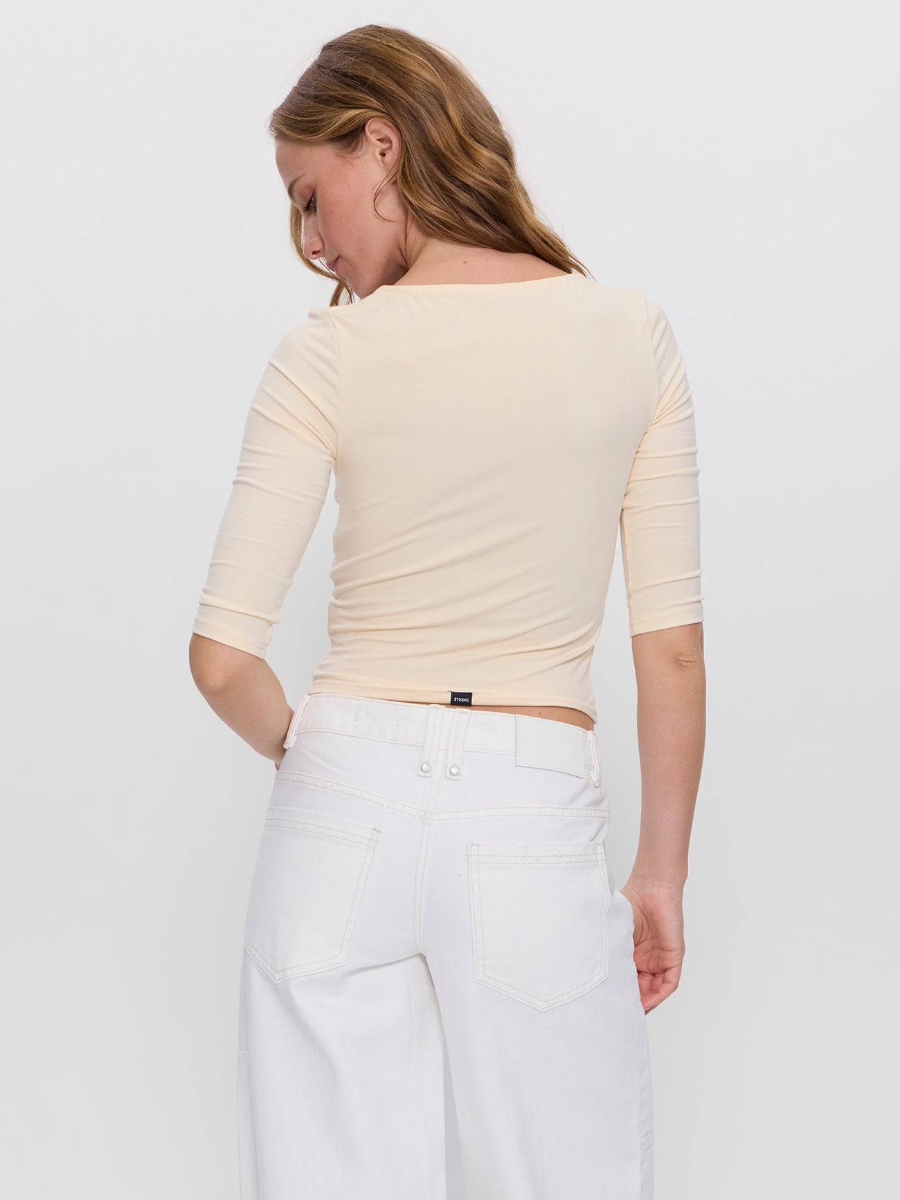 Mia V-Neck 3/4 Sleeve Top - Butter Cream 4