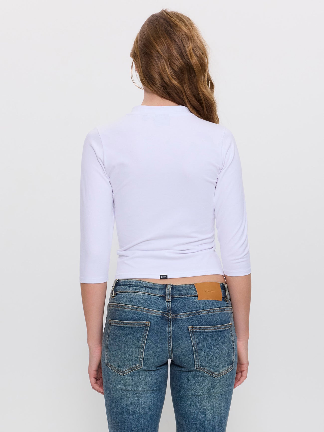 Annie V-Neck 3/4 Sleeve Top - White 4