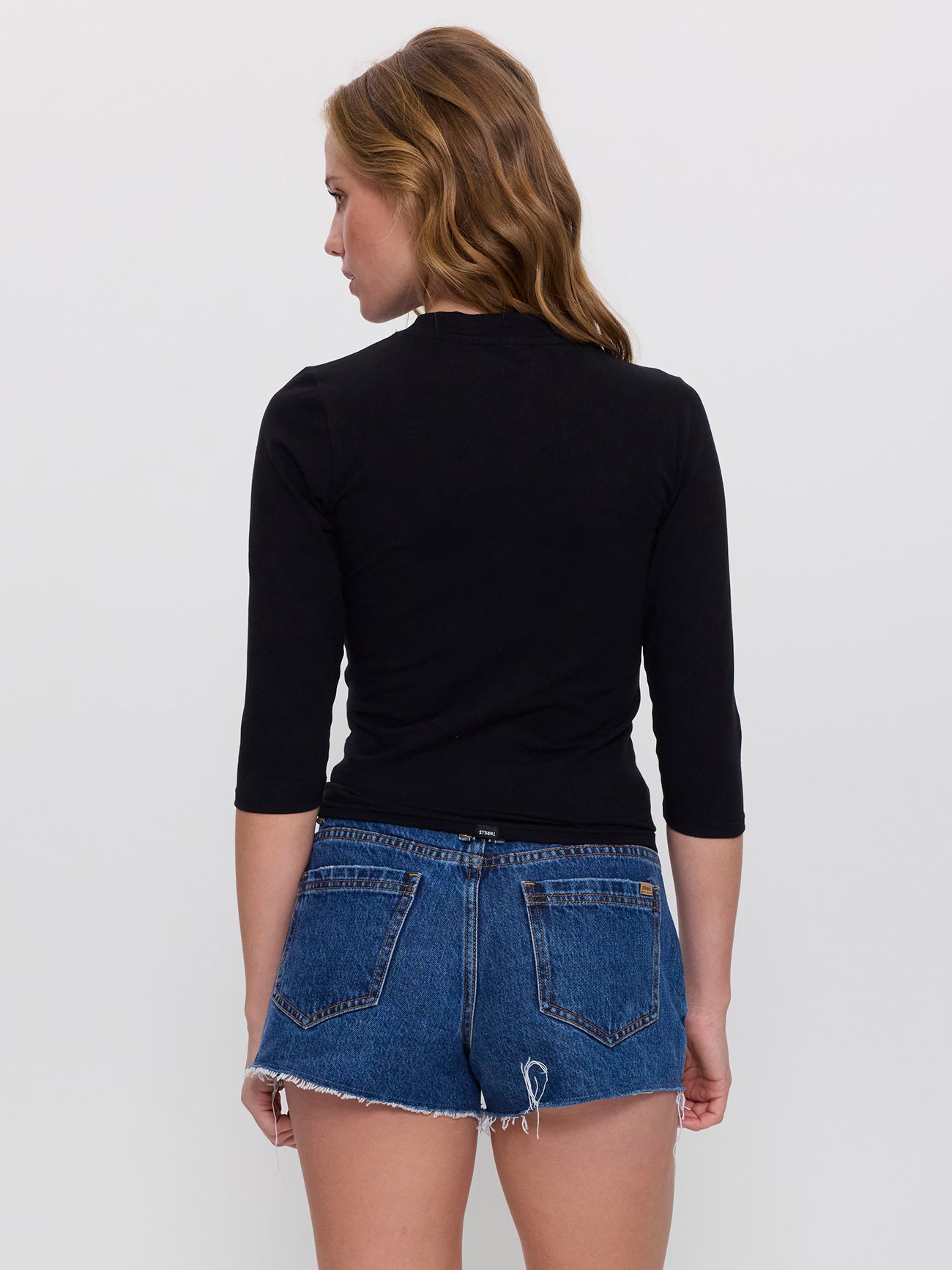 Annie V-Neck 3/4 Sleeve Top - Black 4
