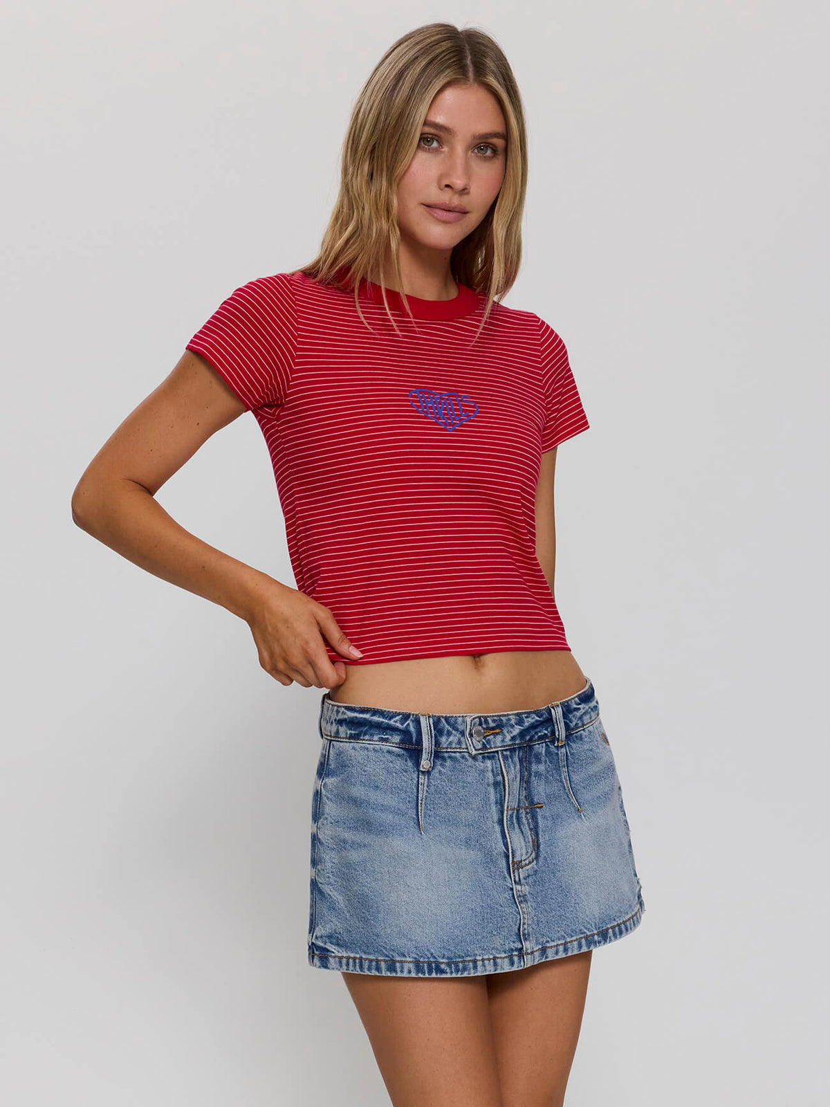 No Clue Stripe Boy Tee - Ruby Red Stripe 4
