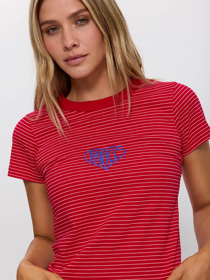 No Clue Stripe Boy Tee - Ruby Red Stripe 4