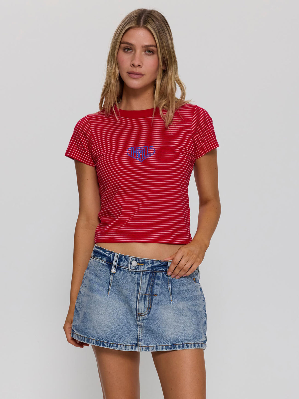No Clue Stripe Boy Tee - Ruby Red Stripe 4