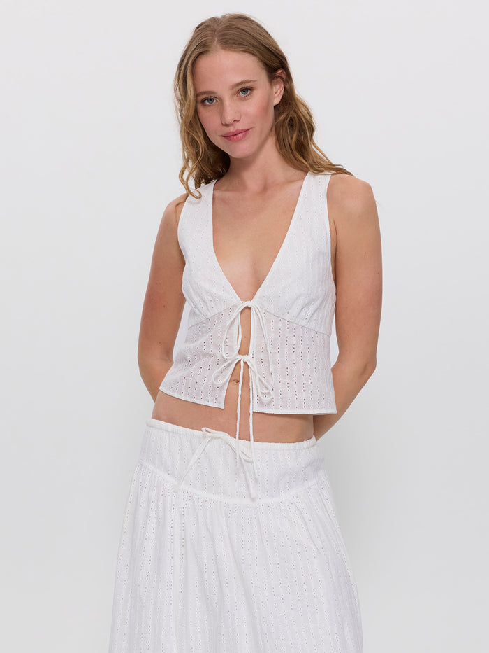Saige Broderie Anglaise Top - White 4