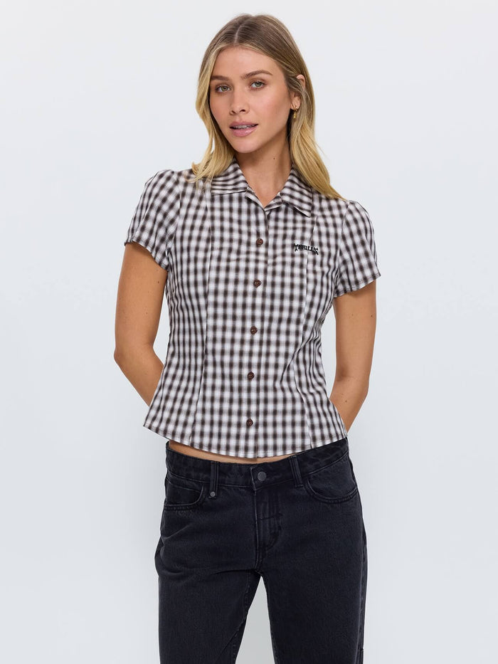 Stagger Check Short Sleeve Shirt - Black 4