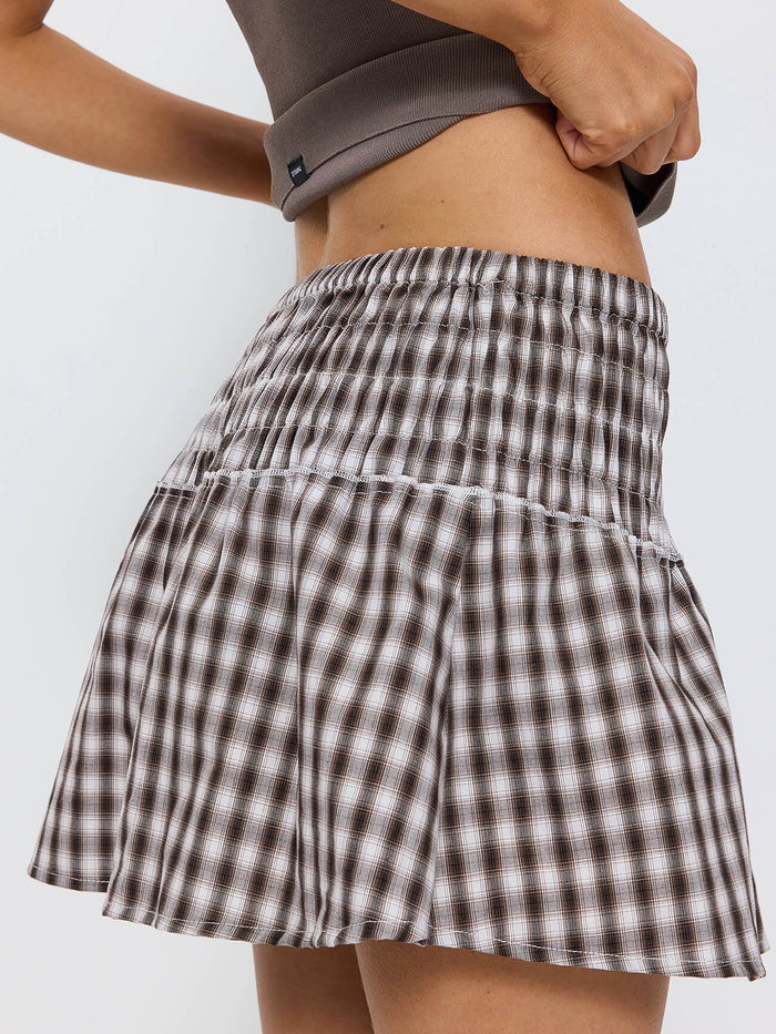 Stagger Check Mini Skirt - Black 4