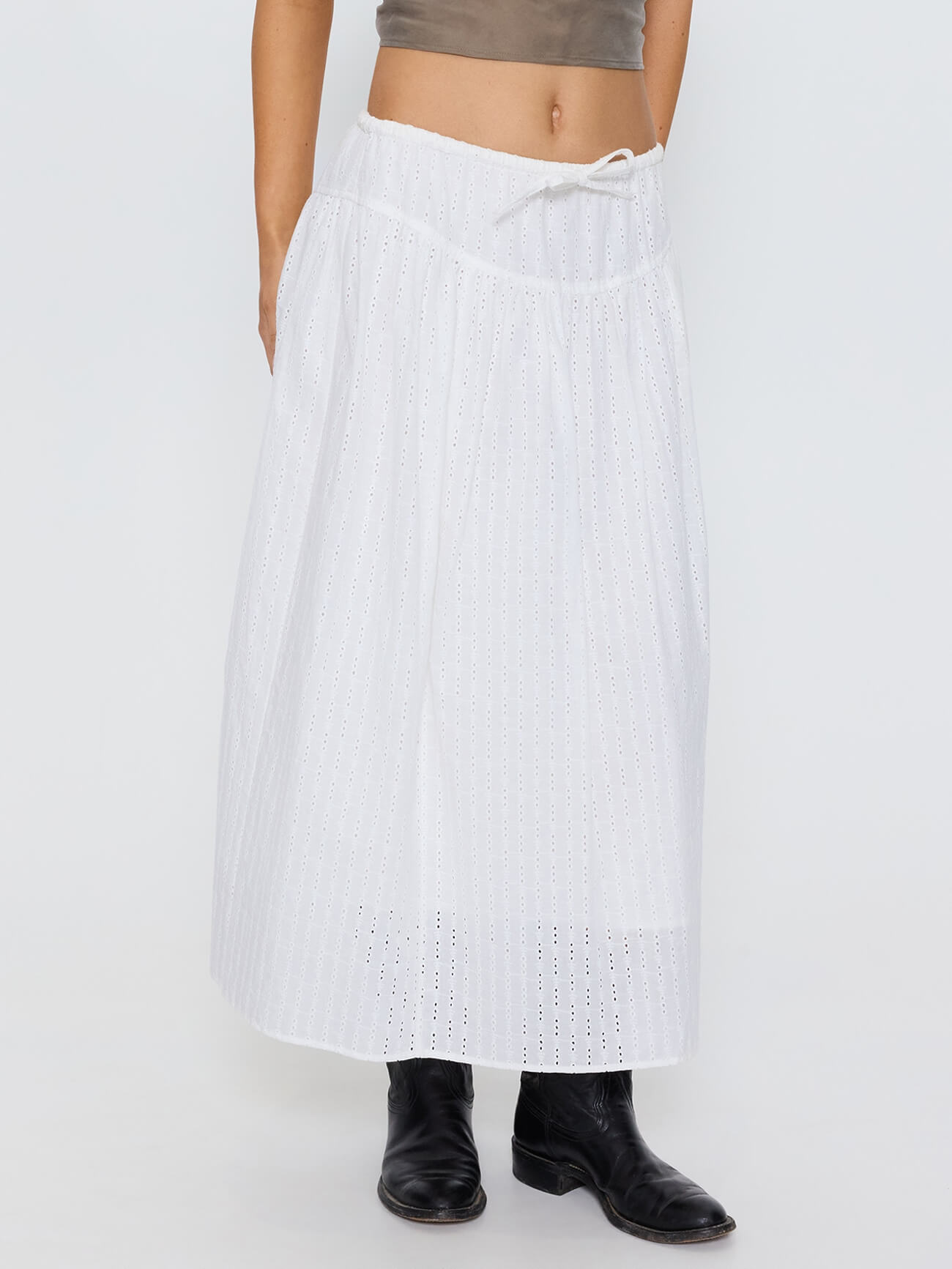 Jules Broderie Anglaise Midi Skirt - White 4