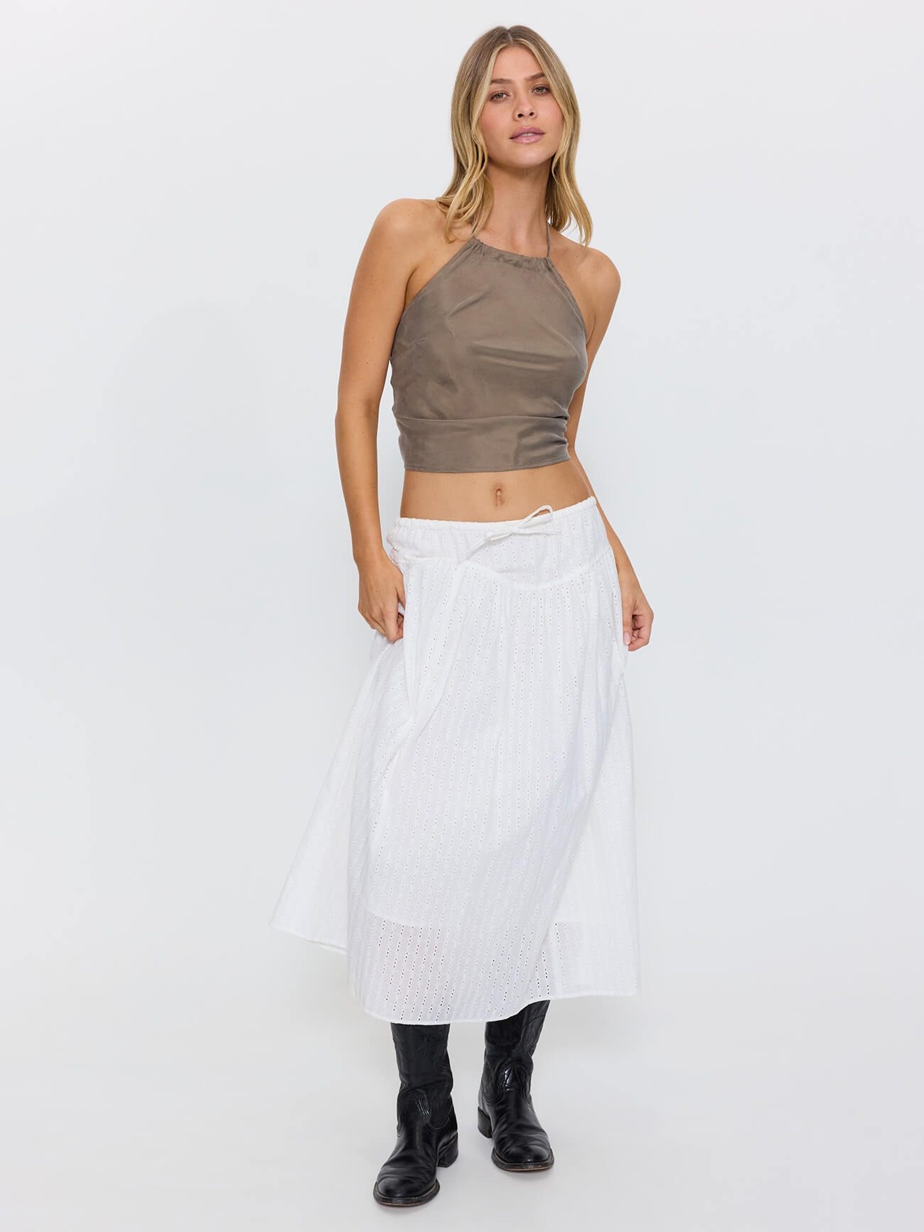 Jules Broderie Anglaise Midi Skirt - White 4
