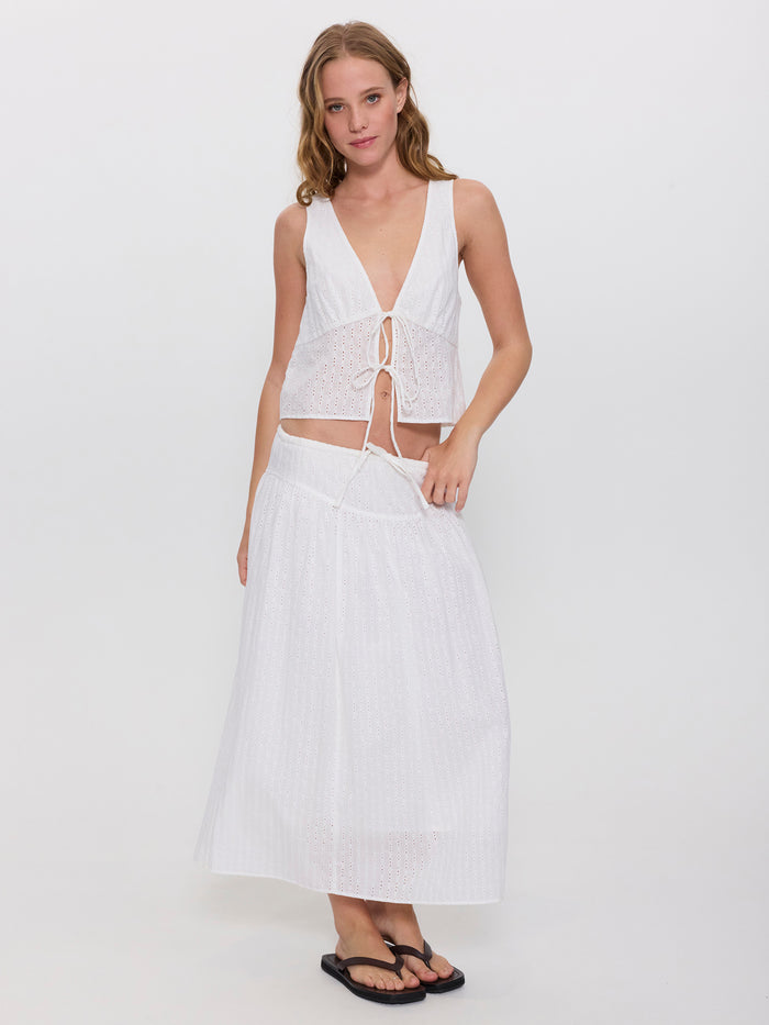 Jules Broderie Anglaise Midi Skirt - White 4