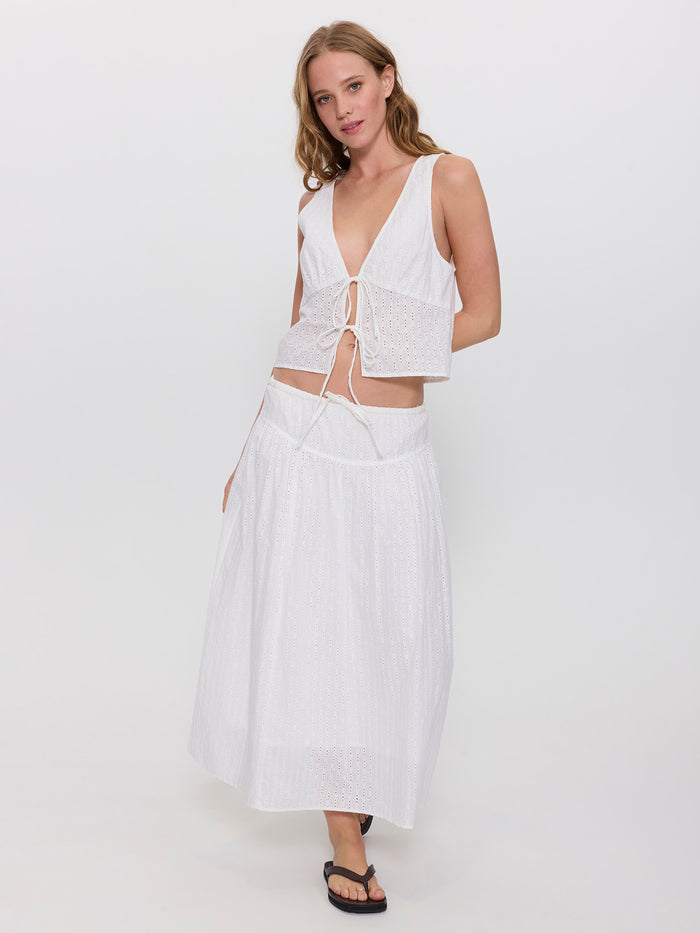 Jules Broderie Anglaise Midi Skirt - White 4