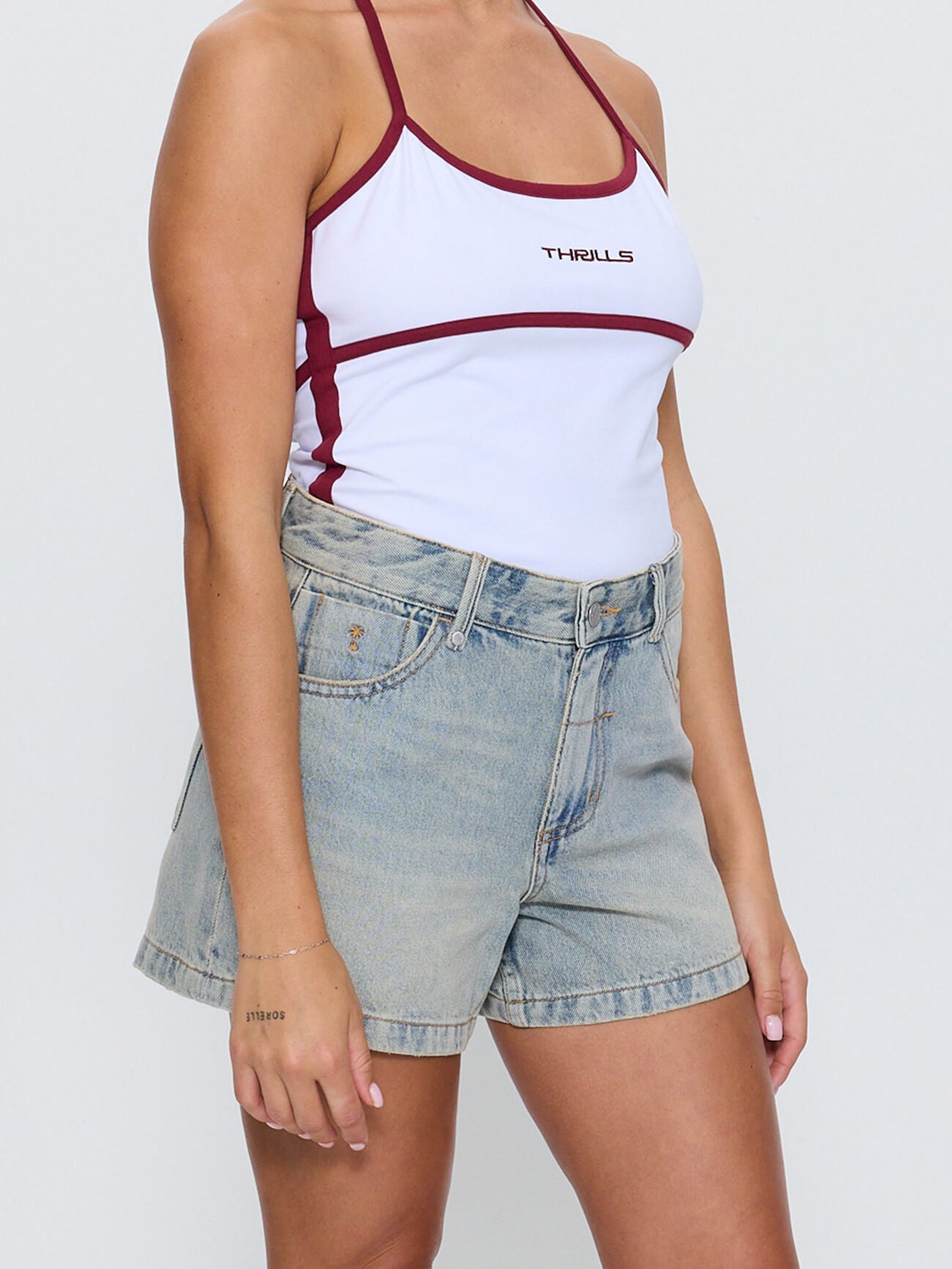 Cara Mid Rise Short - Light Granite Blue 4