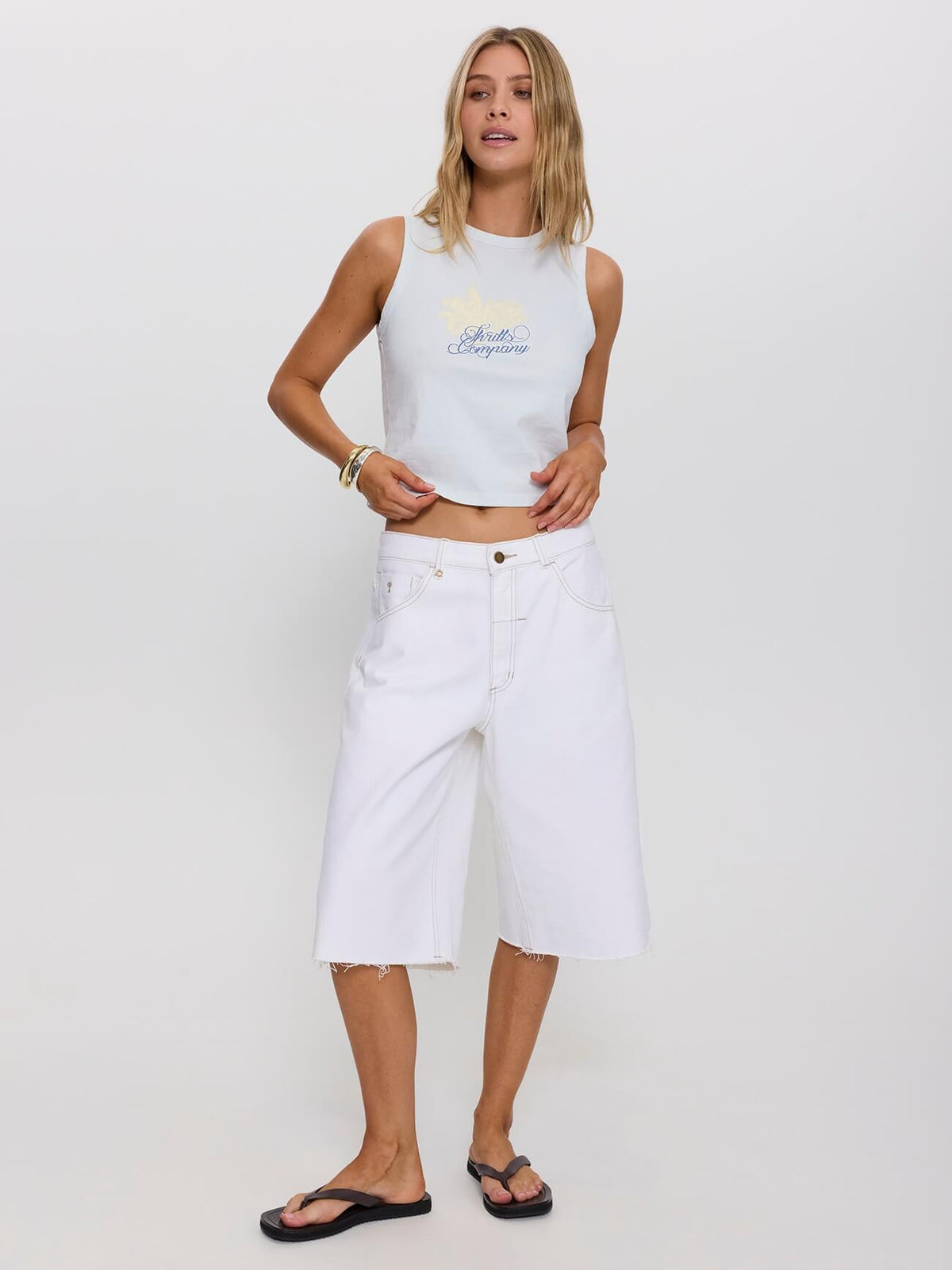 Darcy Low Rise Embro Short - Vintage White 4