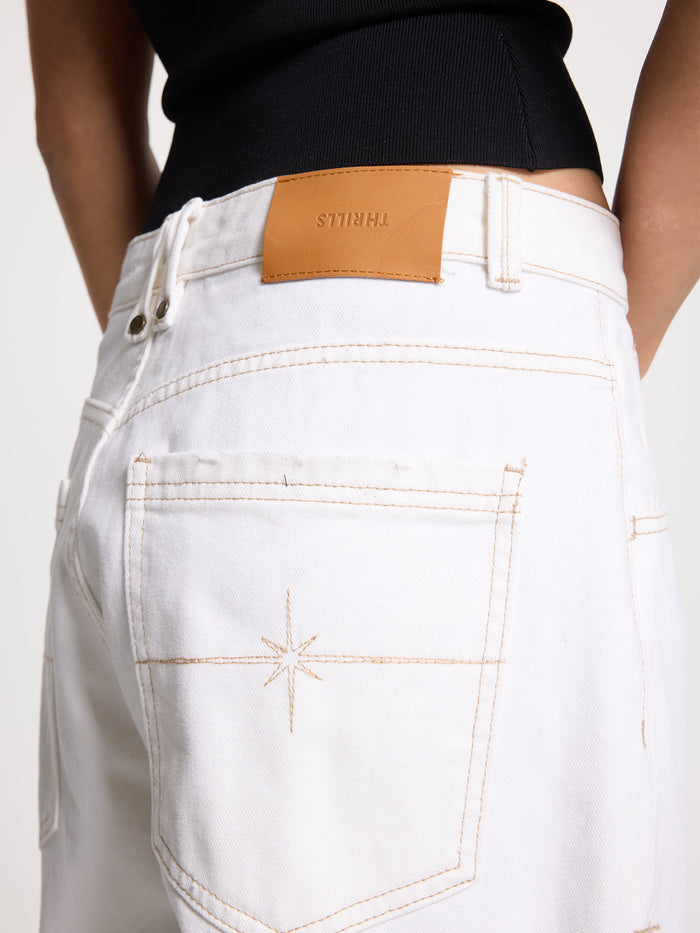 Darcy Low Rise Embro Short - Vintage White
