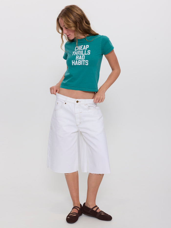 Darcy Low Rise Embro Short - Vintage White 4