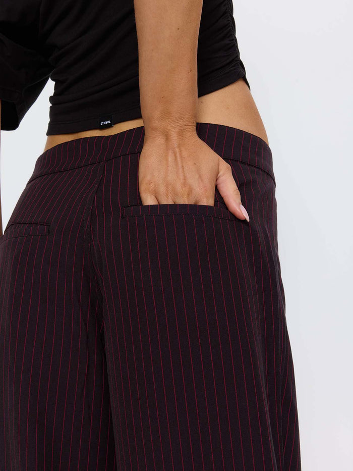 Miller Low Rise Pinstripe Pant - Dark Brown 4