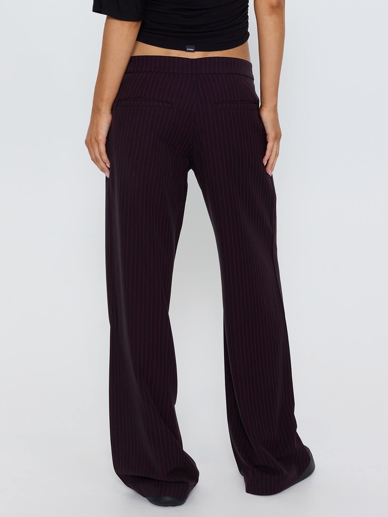 Miller Low Rise Pinstripe Pant - Dark Brown 4