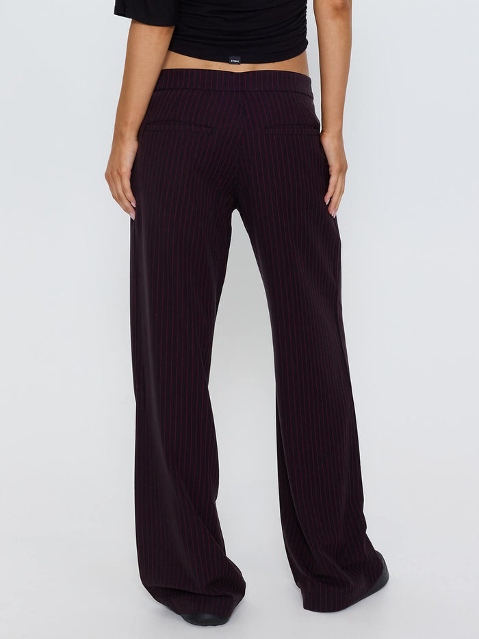 Miller Low Rise Pinstripe Pant - Dark Brown 4