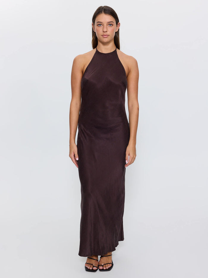 Jett Halter Bias Dress - Postal Brown 4