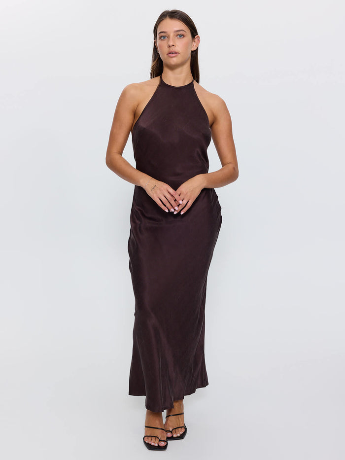 Jett Halter Bias Dress - Postal Brown 4