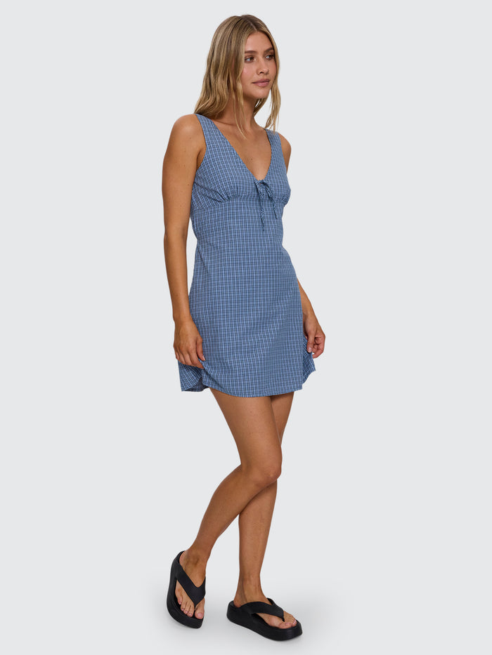 Lost Cause Mabel Check Mini Dress - Vintage Blue 4