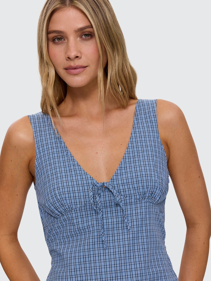 Lost Cause Mabel Check Mini Dress - Vintage Blue 4