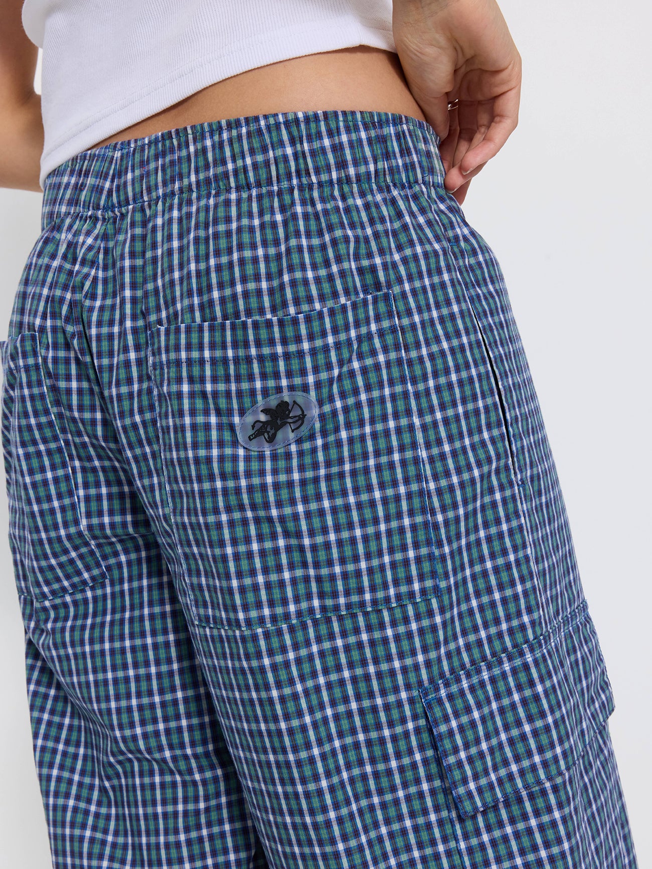 No Show Big Baggy Cargo Short - Blue Green Shirt