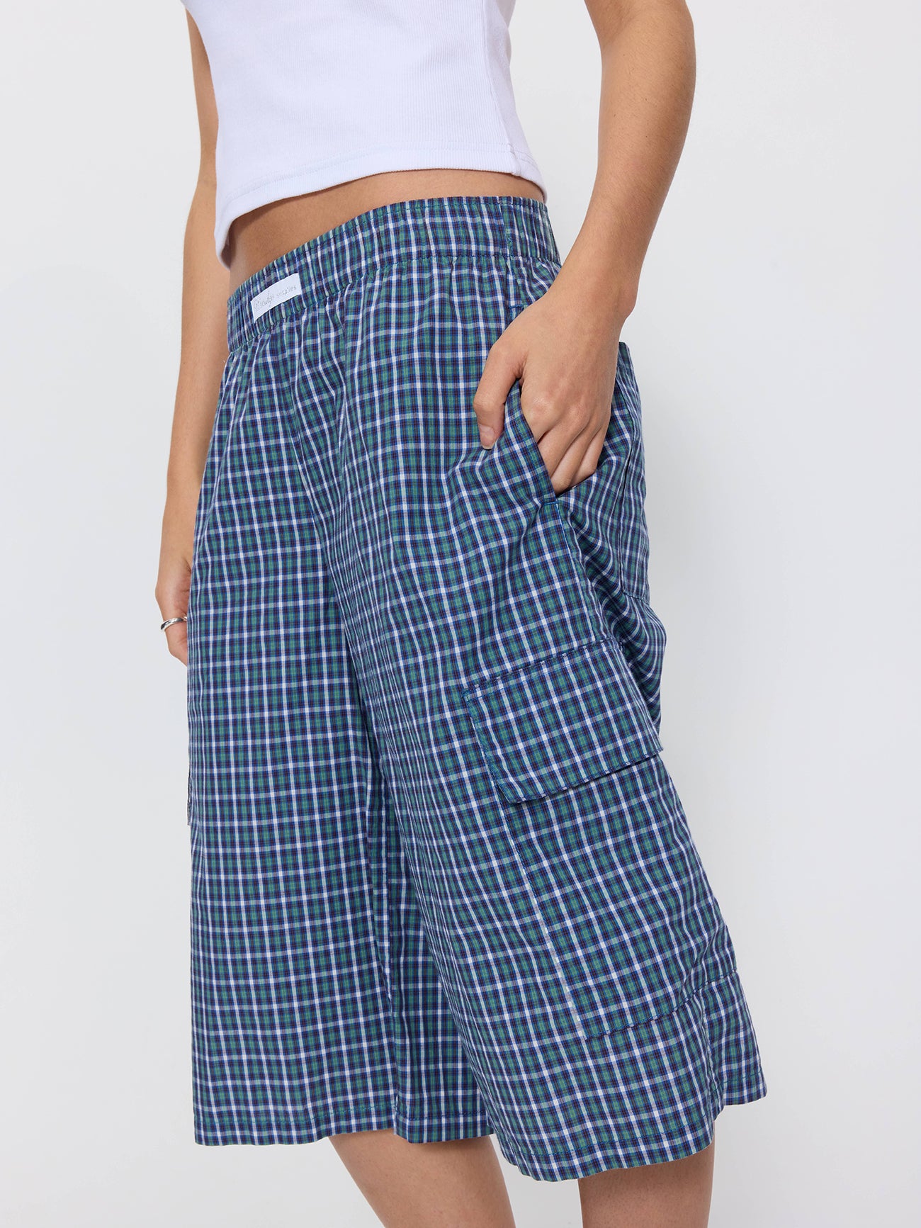 No Show Big Baggy Cargo Short - Blue Green Shirt