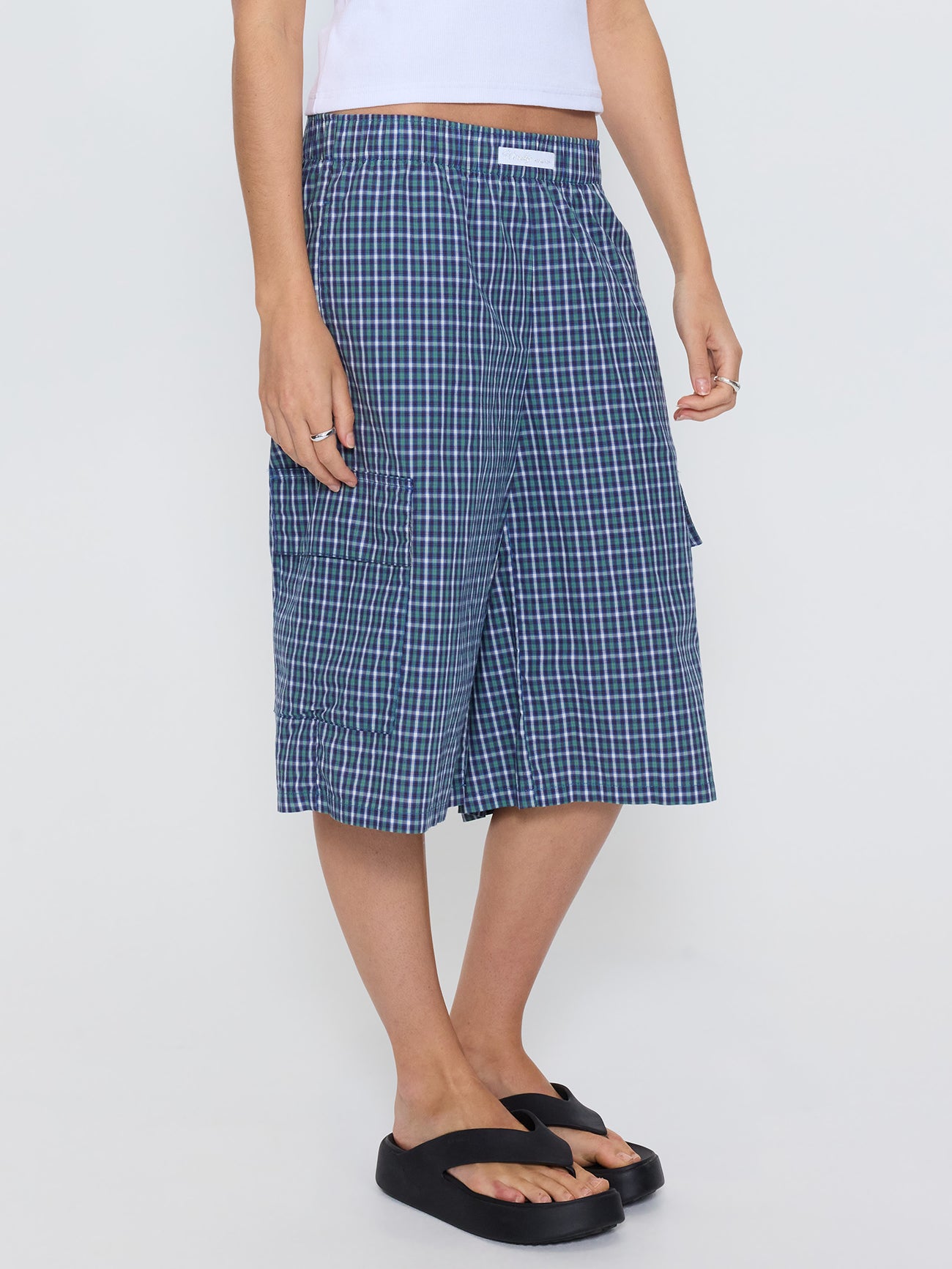 No Show Big Baggy Cargo Short - Blue Green Shirt