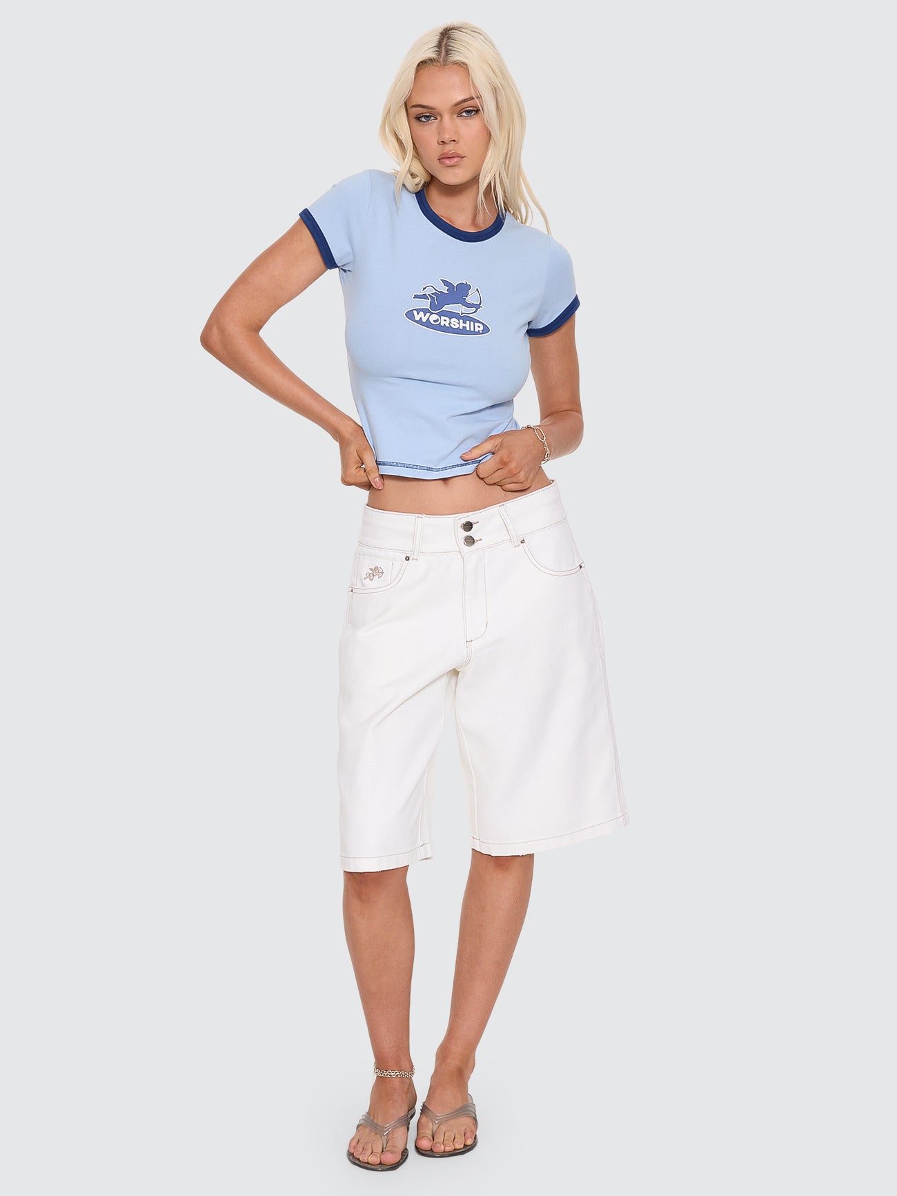Shadow Cherub Ringer Tee - Dream Blue