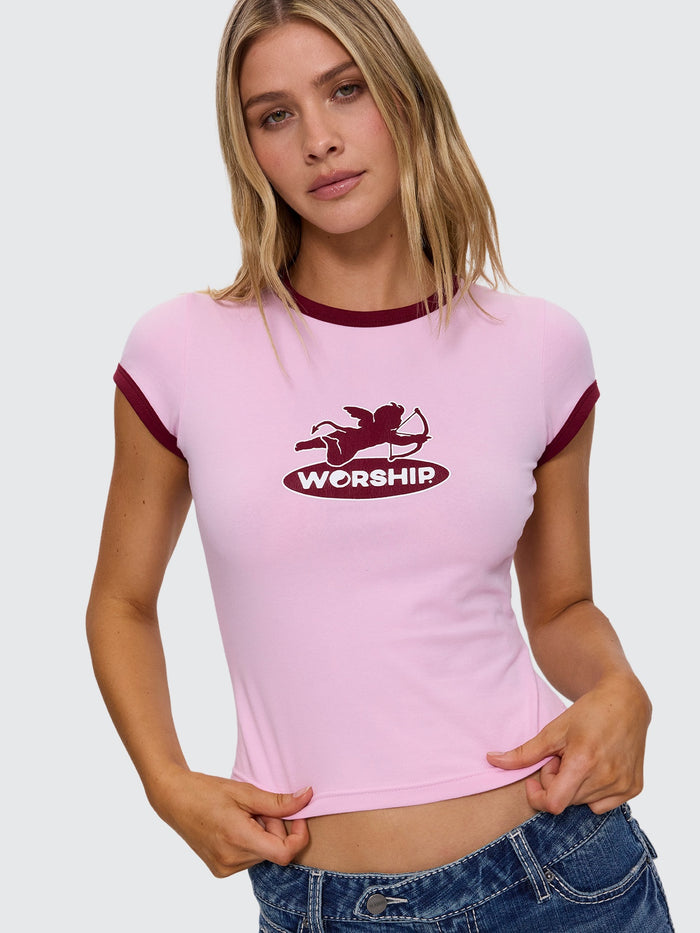 Shadow Cherub Ringer Tee - Pink