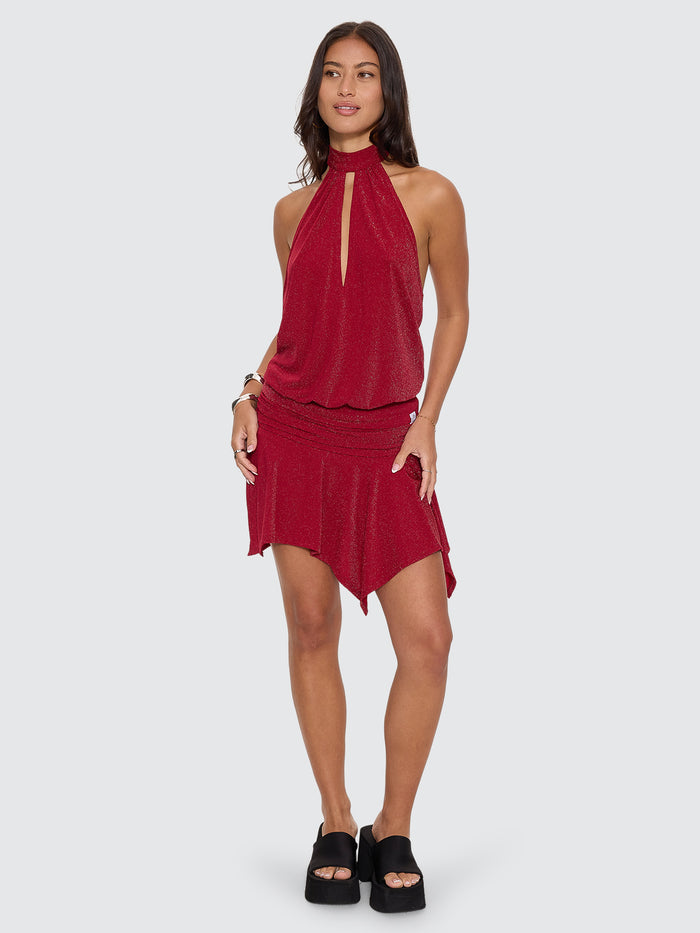 Glitz Draped Halter Top - Oxide Kiss 4