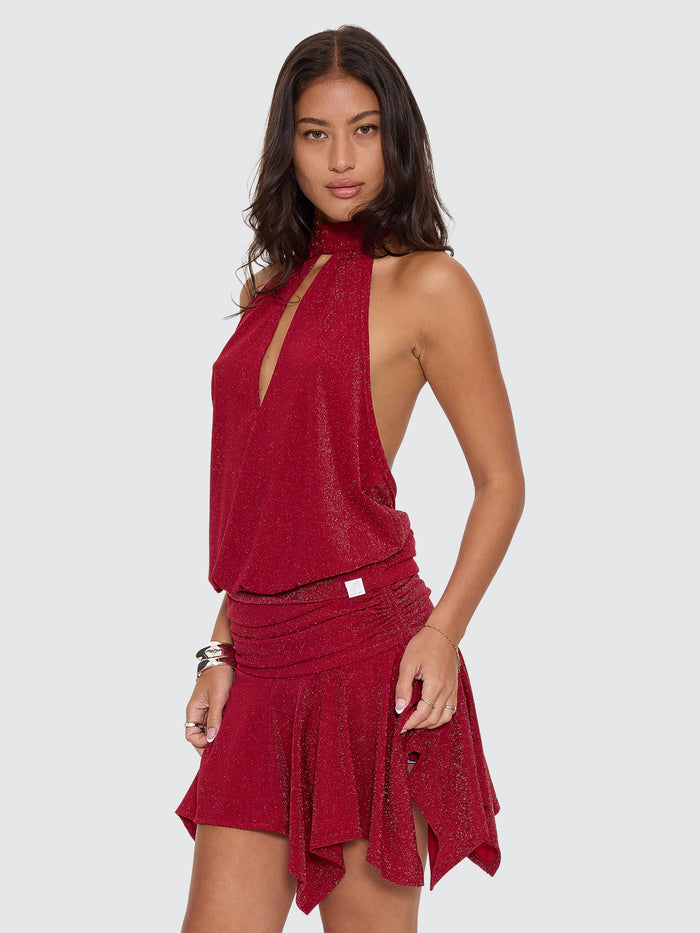 Glitz Draped Halter Top - Oxide Kiss 4