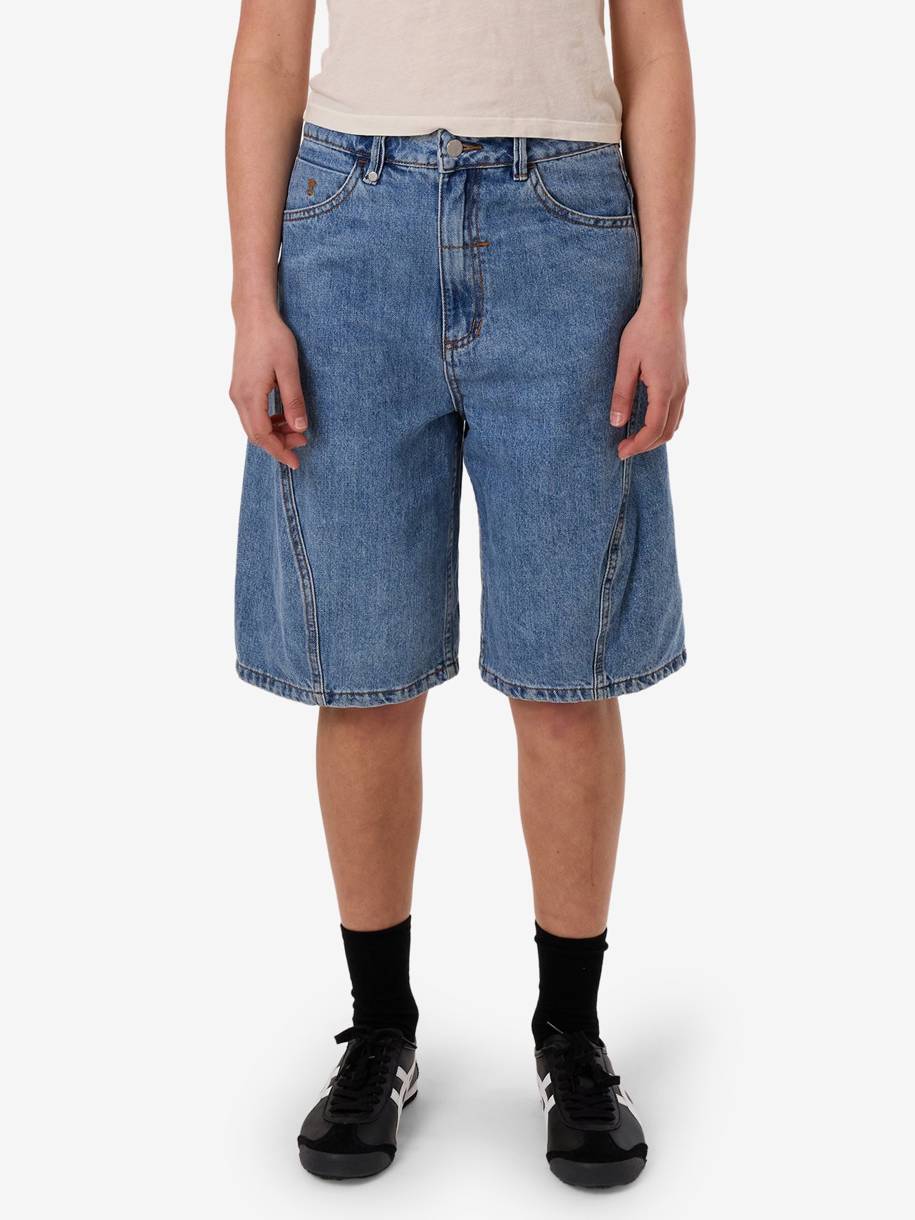 Ronnie Pieced Denim Short - Bright Mid Blue 4