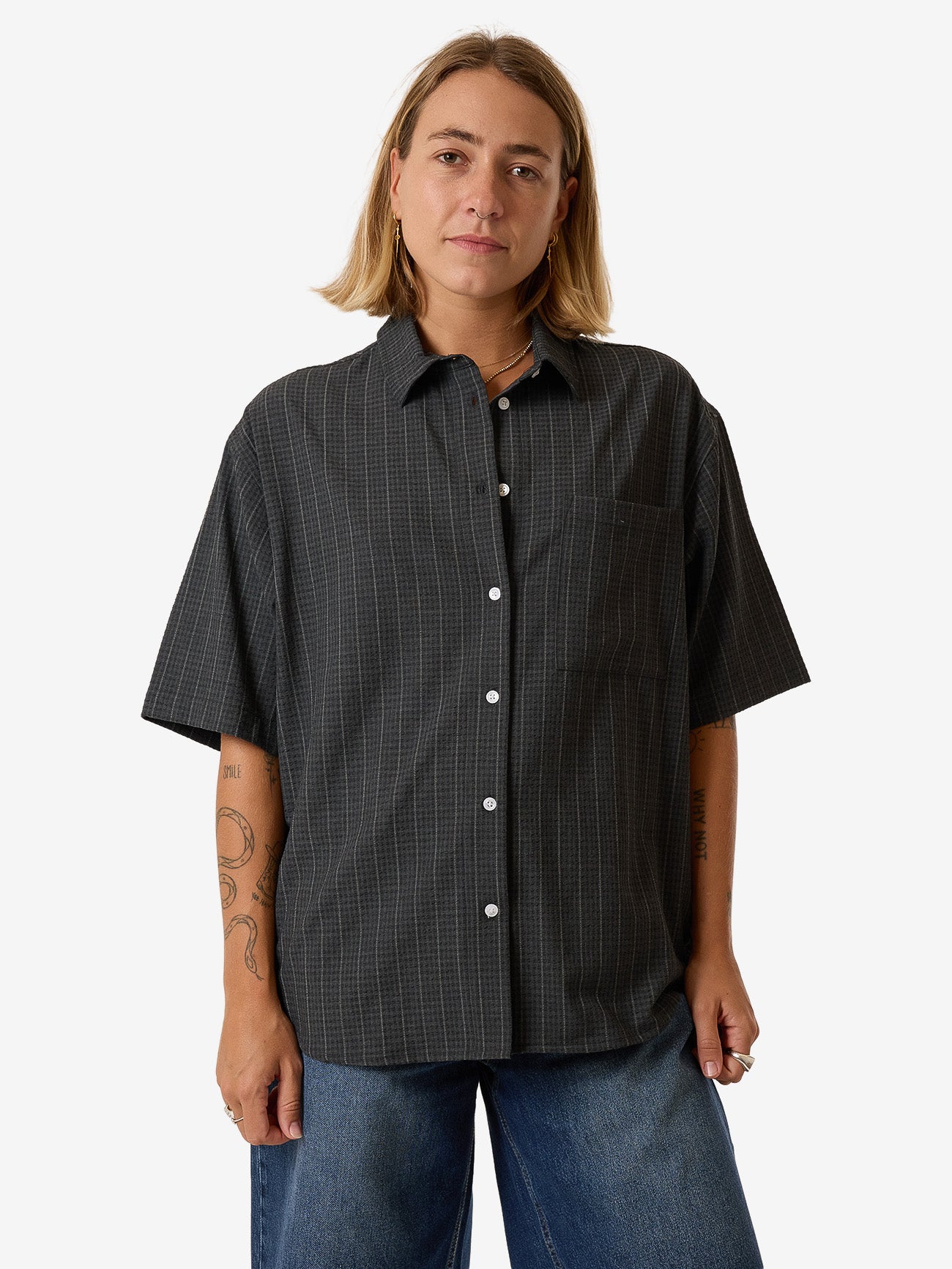 Colby Shirt - Charcoal Pinstripe