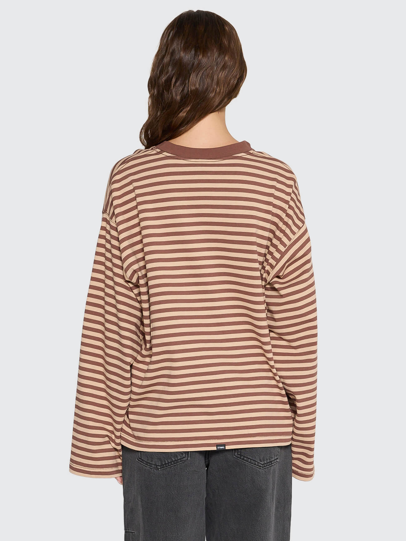 Muse Long Sleeve Oversize Tee - Choc Brown Stripe 4