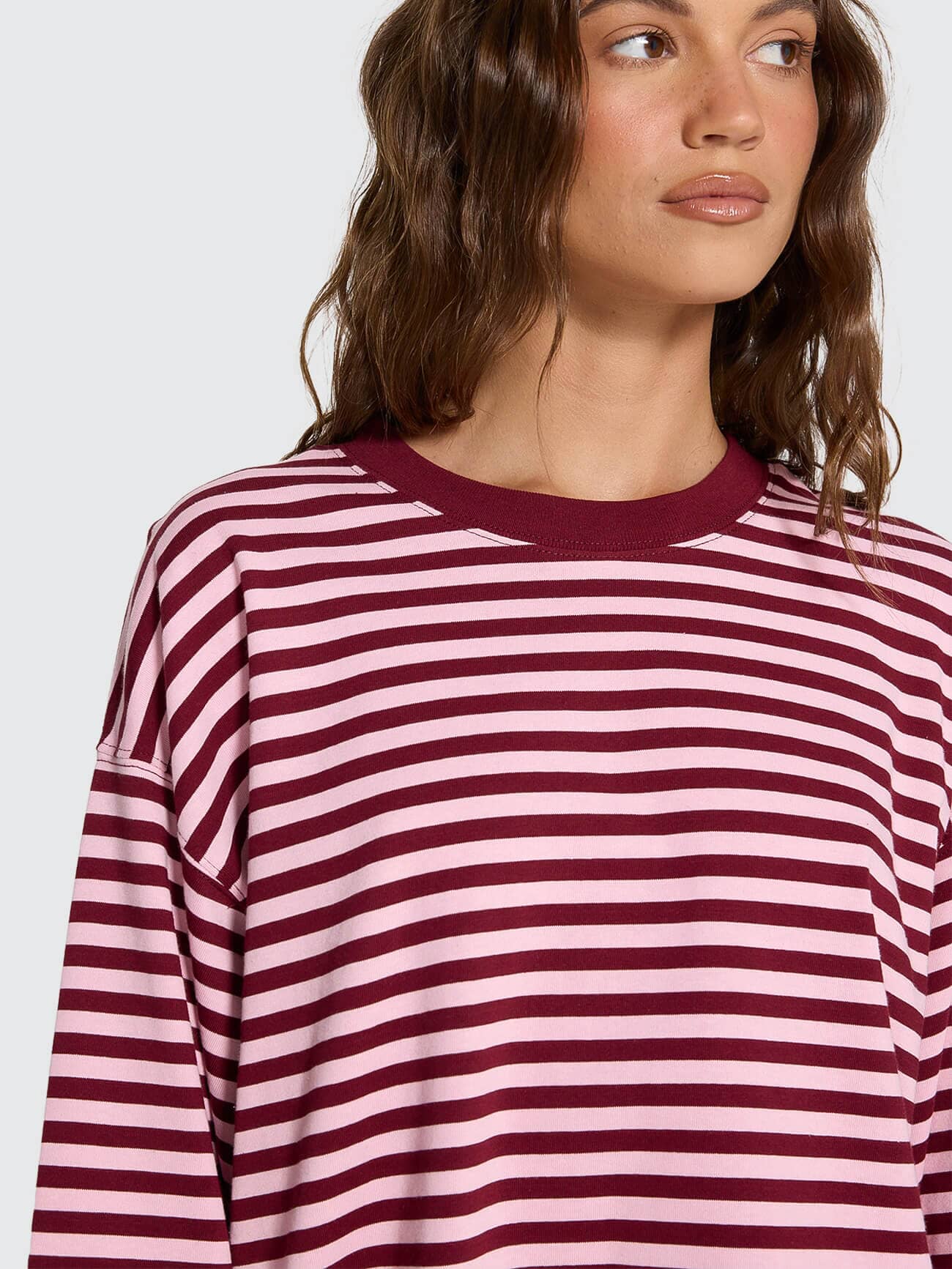 Muse Long Sleeve Oversize Tee - Brown Marle Stripe | Thrills Co.