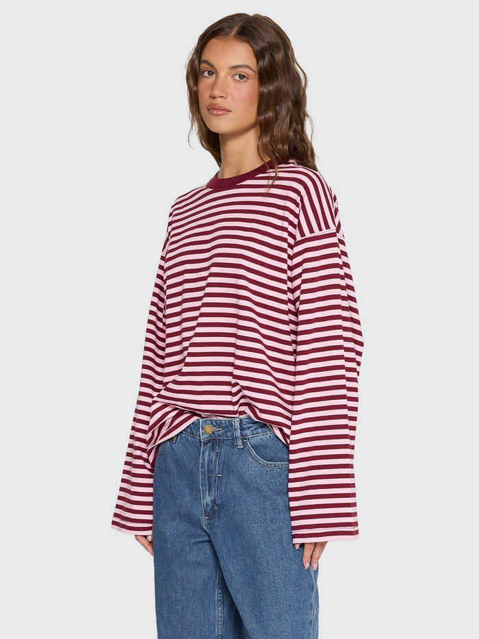 Muse Long Sleeve Oversize Tee - Cherry Red Stripe 4