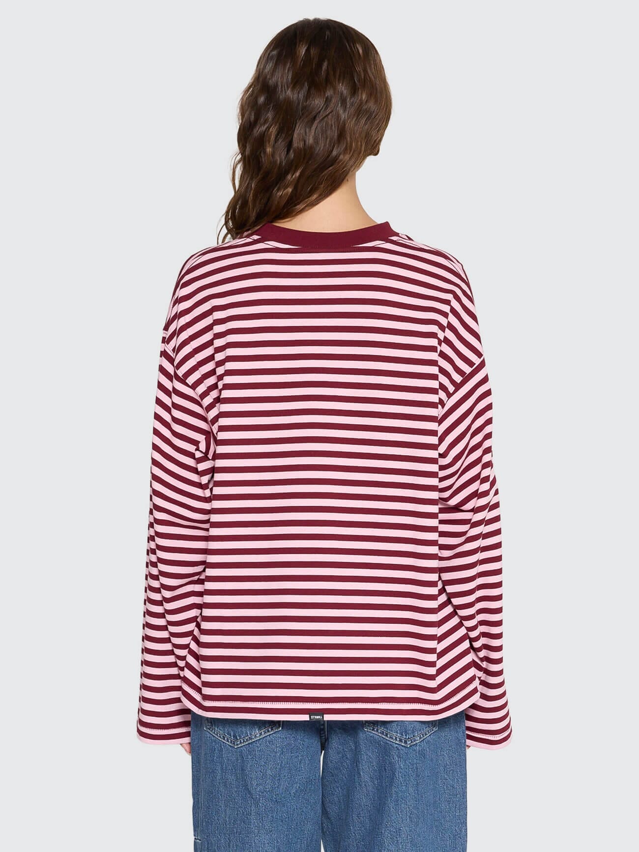Muse Long Sleeve Oversize Tee - Cherry Red Stripe | Thrills Co.