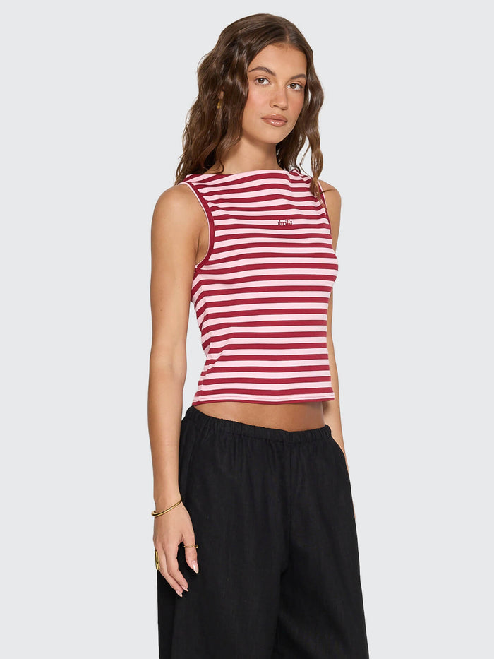 Echoes Stripe Tank - Cherry Red Stripe 4