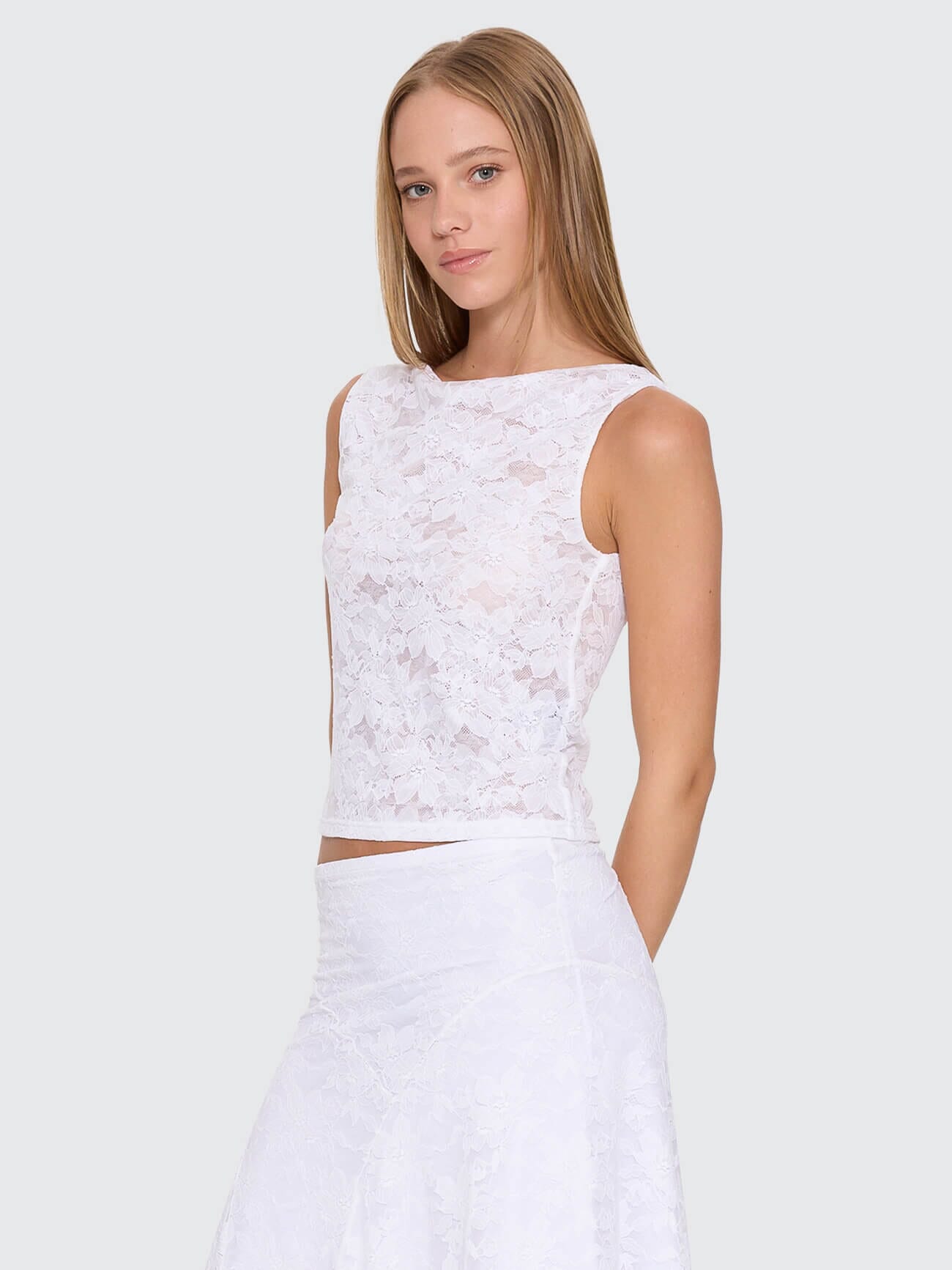 New Romance Lace Tank - White | Thrills Co.