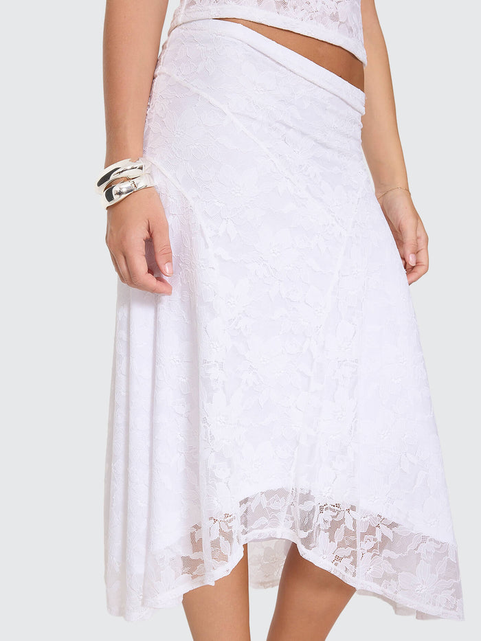 Sienna Lace Midi Skirt - White