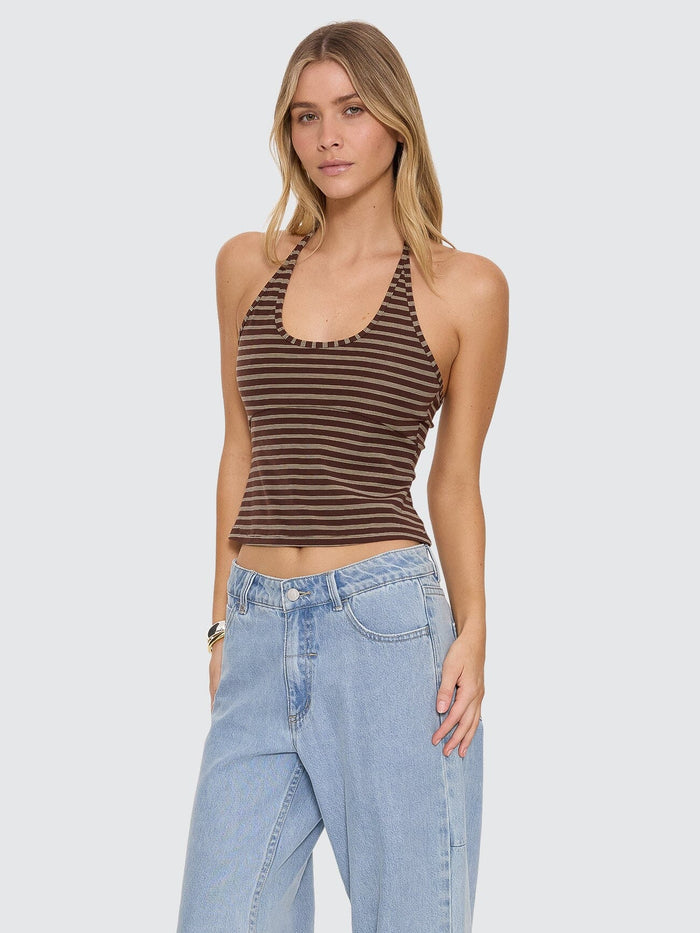 Ottoman Halter Top - Cocoa Stripe