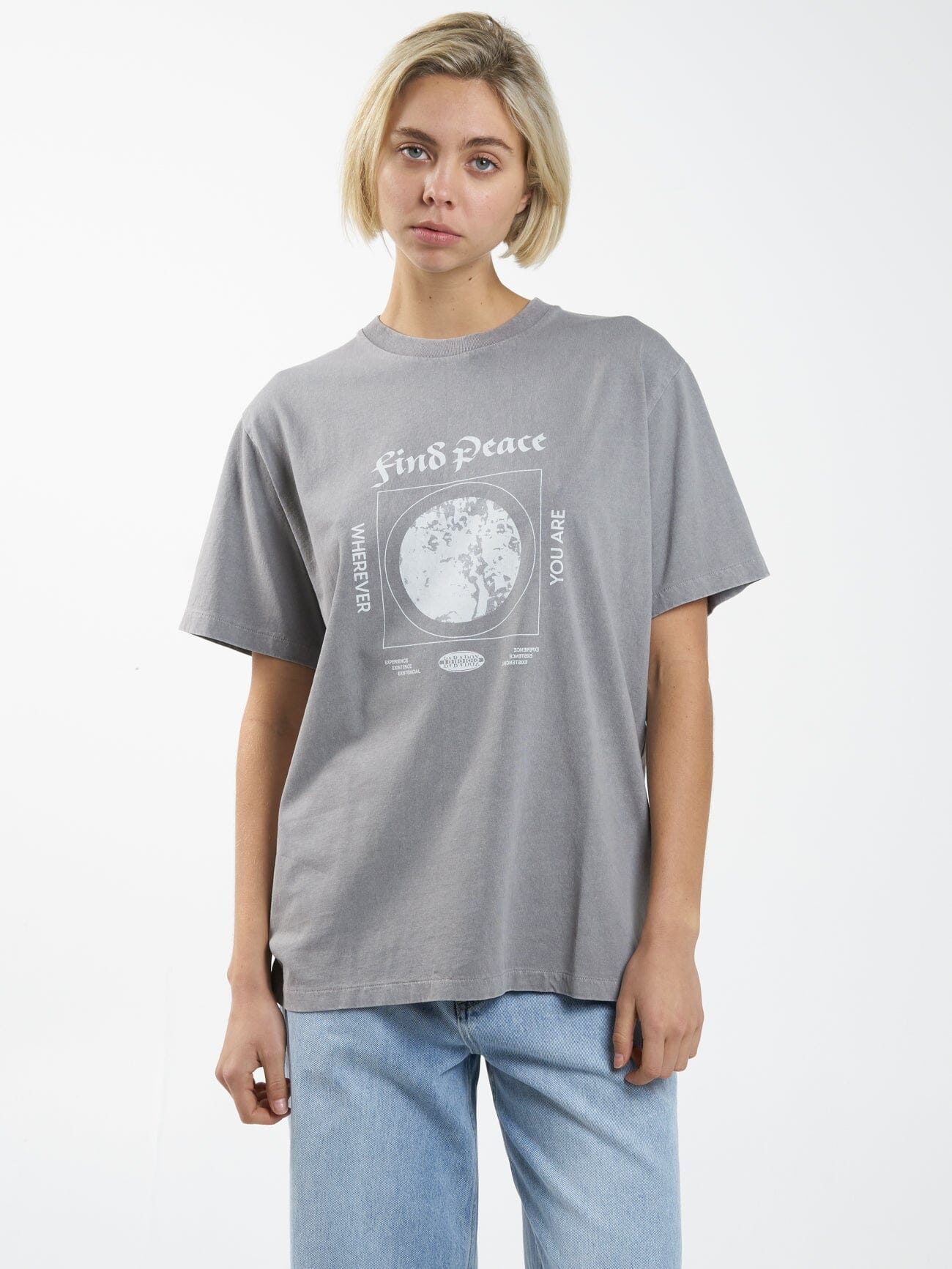Find Peace Merch Fit Tee - Washed Gray